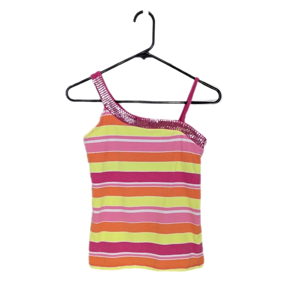 2010s Justice Glam One Shoulder Tank Top With Sequin Trim
